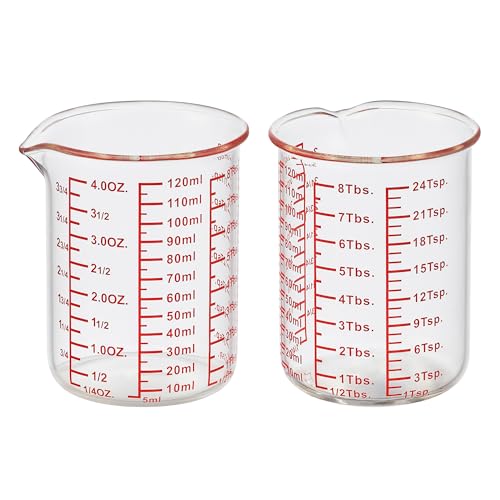 La Mejor Recopilación de Vasos y jarras medidores los 10 mejores. 48 Ackers BORO3.3 Vaso medidor de vidrio borosilicato alto en forma V, 120 ML (4 Oz)-Pack de 2, Claro