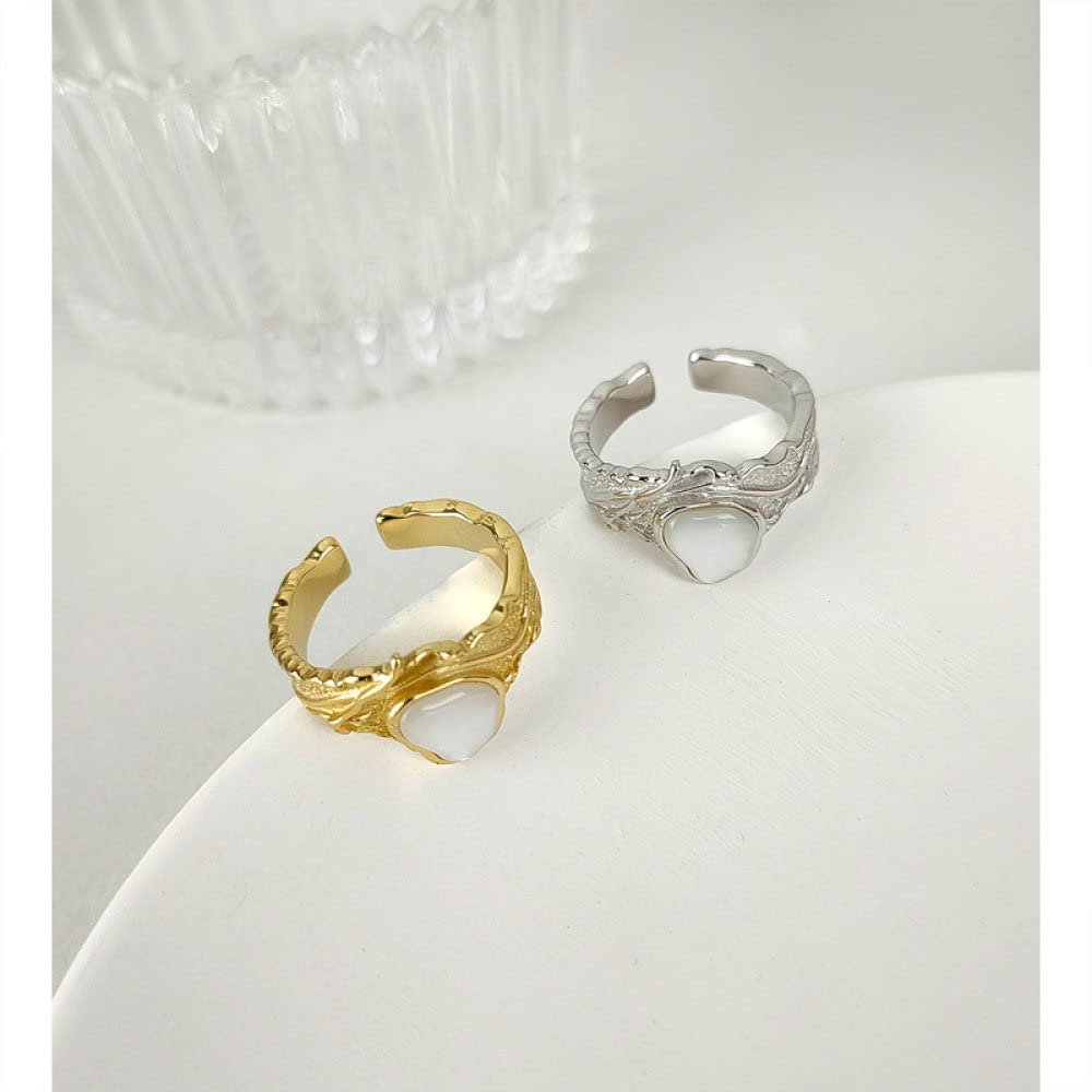 Anello In Argento 925 Da Donna,Anello Grosso Regolabile Per Le Donne Conchiglie In Argento Sterling 925 Micro Pavé Di Anelli Di Nocche Placcati In Oro Da Sposa Gioielli Per L'Eternità Regali Per R