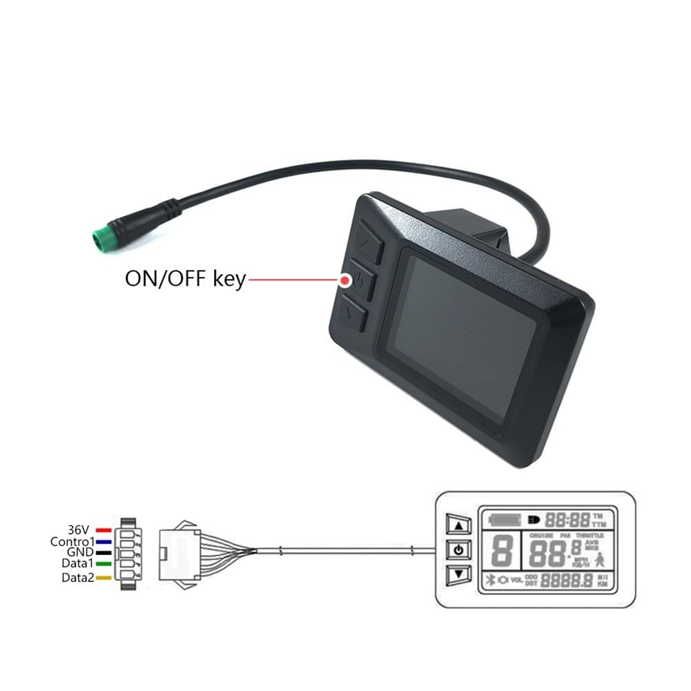 KT LCD-7C - Display per bici elettrica, schermo a colori 24 V-48 V con codici di errore per controller KT, connettore SM a 5 pin