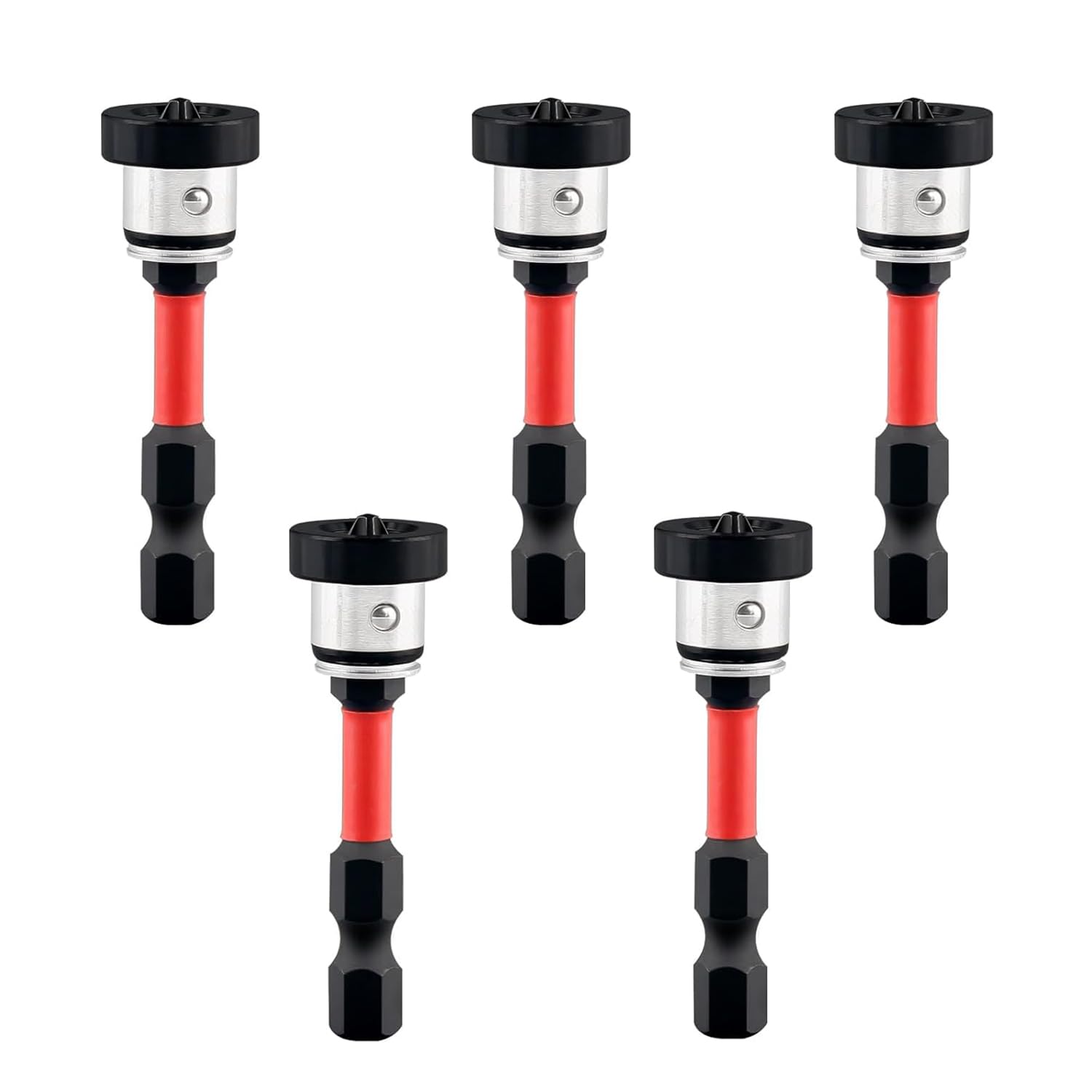 SIXHAOBU 5Pcs Drywall Screw Setter, PH2 Magnetic Drywall Screwdriver Bits, 1/4 Inch Hex Shank Plasterboard Bit, Removable Magnetic Collar for Plasterboard Sheetrock Screw Drilling Gun Tools, 50mm