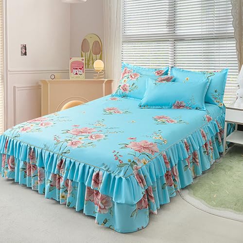 Cooalinar Falda de Cama con Volantes a Prueba de Polvo,Falda de Cama con Volantes Elástico,Antideslizante,Antiarrugas,Transpirable,para Decoraciones de Bodas y Fiestas navideñas