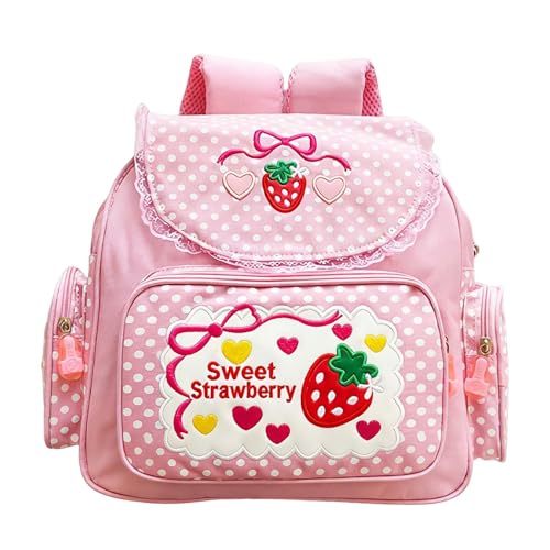 FooYee Mochila Infanti, Kawaii Mochila Bordada de Fresa, Mini Mochilas Ideal para la Guardería e Infantil, 10-15 L