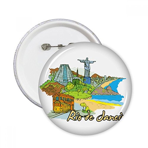 Broches rondes Rio de Janeiro lot de 5 badges de taille M pour personnaliser une veste en jean