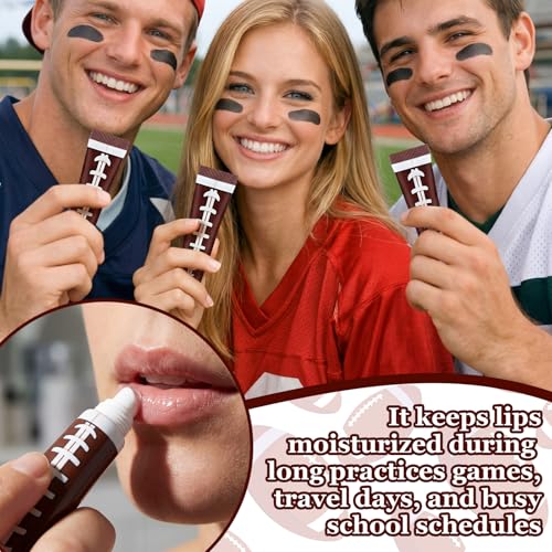 Image of 36 Pcs Football Party Favors Team Gifts Football Lip Balm Bulk 0.35 oz Vanilla Flavored Moisturizing Lip Sports Gift Rugby Accessories for Women Men Sports Lovers Players Coach Party Supplies
