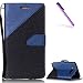 Produktbild EMAXELERS Galaxy J7 2016 Hülle Dreieck Hit Color Flip PU Leather Leder Schutzhülle Etui mit Kartenfach Standfunktion Telefon-Kasten für Samsung Galaxy J7 2016,Dark Blue Hit Color