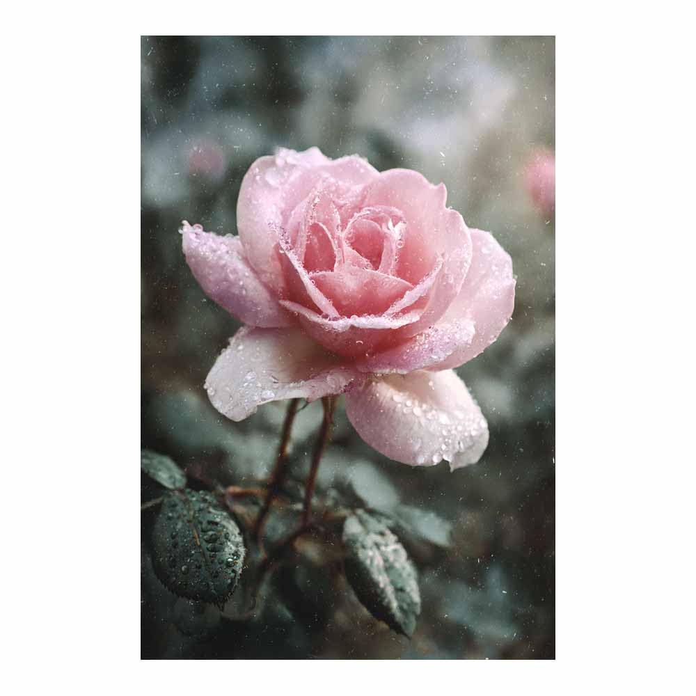 Hoqiu Multicolor Flower Posters Dewy Pink Ros Blooming Modern Canvas Wall Art, Decorative Paintings, Canvas Painting Wall Art For Home Decor.(Multicolor)-60X80cm Unframed
