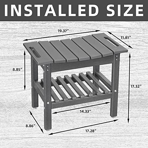 Hdpe Shower Bench Inside Shower Stool With Space-Efficient Storage Shelf, Shower Bath Chairs Spa Stool For Bathroom - Great For All Ages Unisex Elderly (19.3 * 11.8 * 17.3 Inches+Grey) #TOP1