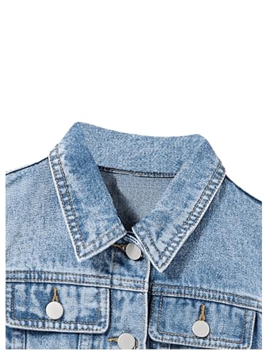 Image of SweatyRocks Girl's Denim Vest Button Down Sleeveless Jean Jacket Outerwear with Pockets