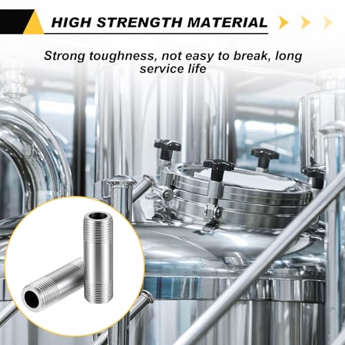 Image of 4 Pcs 304 Stainless Steel 3 /8 NPT Pipe Nipple 2 inch Length