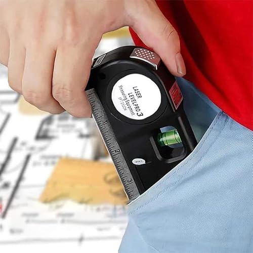 Retoo Livella Laser Manuale Mini Con 3 Bolla Luce Laserino Orizzontale Verticale Incrociata Nastro 250Cm Righello Misuratore Manuale Cm Pollici Piedi - 4