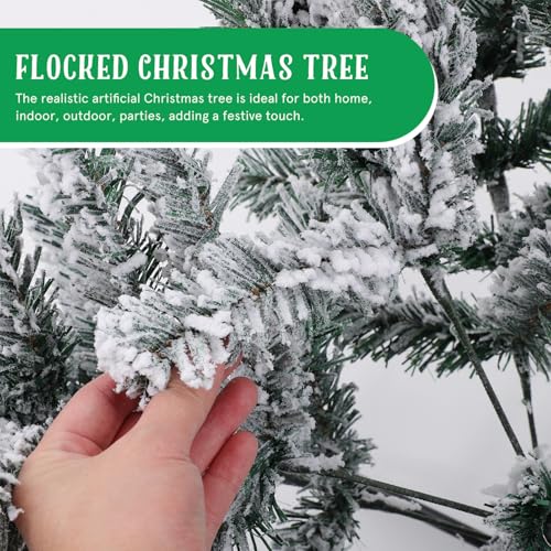Luxshiny Flocked Christmas Tree - 74 Inch Large Xmas Tree for Indoor and Outdoor