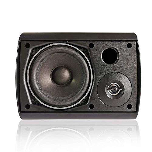 Image of Herdio 5.25 Inch Indoor Outdoor Bluetooth Speakers Patio Waterproof Wired Wall Mount System 300 Watts (Black)
