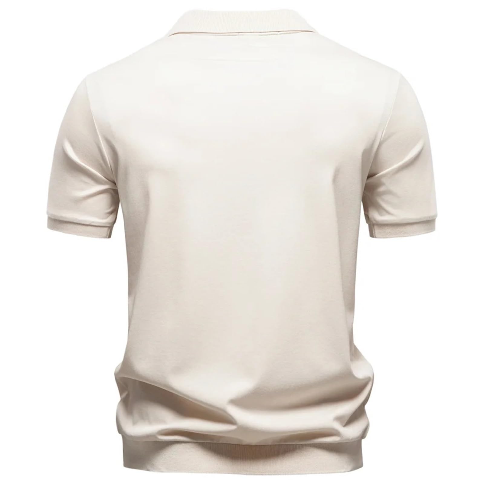 Polo Hombre Polo Sedoso Respirable for los Hombres Camisas Casuales Frescas amistosas de la Piel del Color sólido Masculino para el Verano
