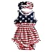 Baby Boy Girl USA Flag Pattern Tassel Balls Summer Romper +Headband (6-12Months, A1)