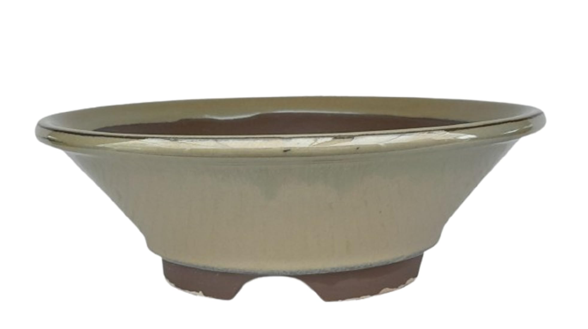 Maceta Bonsai Ceramica Redonda 21,8x21,8x7 cm Hecha en Japón | Macetero Bonsai con Agujero de Drenaje | Tiesto Verde para Uso Externo e Interno | Tres Tamaños a Elegir