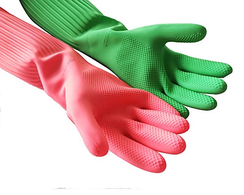 Hangnuo - Guanti al gomito, in gomma di lattice