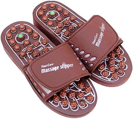 Reflexology Massage Sandals Acupressure Foot Massager Rotating Acupoint Acupuncture Foot Massage Shoes Slippers for Men Women (S/M/L) with Jade Stones and Tourmalines