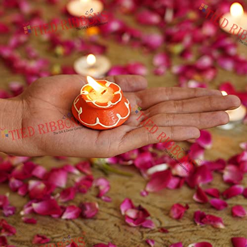 Tied Ribbons Matki Diya Set With Wax Handmade Terracotta Clay Diyas Puja Oil Diya Lamp For Décor Mandir Temple Indian Gift Items (Set Of 10) - Diwali Decorations For Home #TOP2