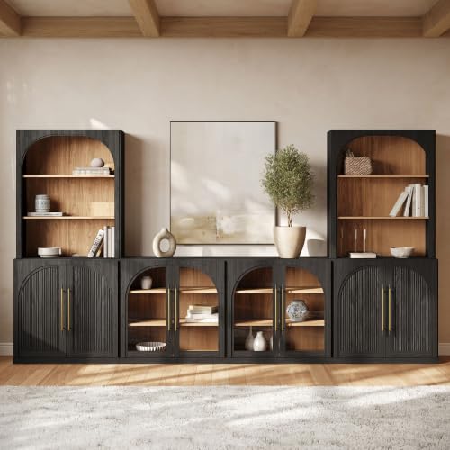 Image of BELLEZE Jagger 130 inch Wall Unit 5-Piece Modular TV Stand - Ebony