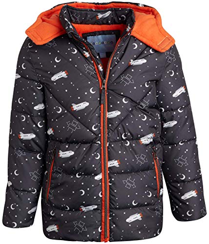 Wippette Little Boys' 2-Piece Heavyweight Snowsuit with Puffer Jacket and Snow Bib Pants (Infants, Toddler & Little Boys), Size 3T, Charcoal/Orange Space'