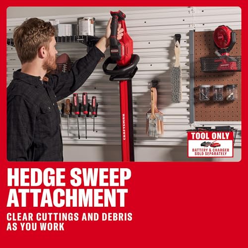 CRAFTSMAN V20 Brushless RP 22 in. Cordless Hedge Trimmer, Lightweight Bush Trimmer with Hedge Sweep Attachment, Up to 2X Power, Longer Runtime, Tool Only (CMCHT830B) - image 4