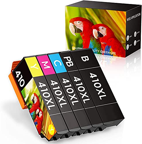 SEOKOK Remanufactured Ink Cartridge Replacement for Epson 410XL 410 XL T410XL to use with Expression XP-630 XP-7100 XP-830 XP-640 XP-530 XP-635 (Black, Cyan, Magenta, Yellow, Photo Black) 5 Pack