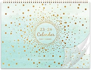 Amazon Brand - Eono 2023 Family Calendar, 18 Months Wall Planner Calendar from January 2023 to June 2024, Family School Monthly Planner, Back Pocket, 37.3 cm x 29 cm