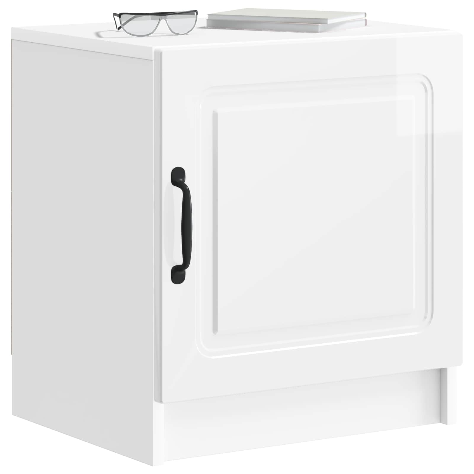 Mesita de noche brillante blanco 43 x 34,5 x 47 cm madera
