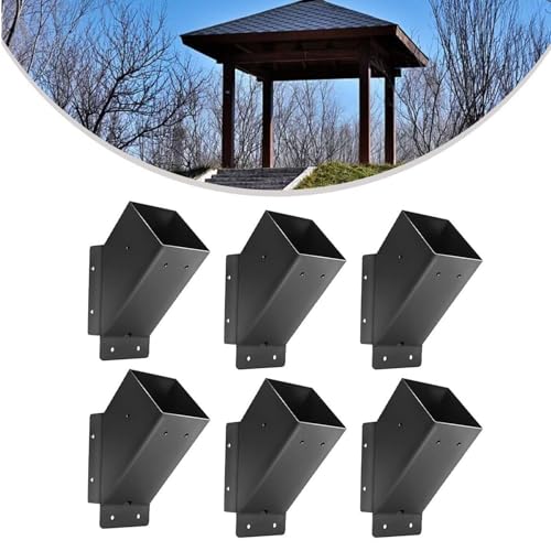 6 piezas de soporte angular para pérgola, refuerzo en ángulo de 45 grados para cabañas y kits de patio con orificios de drenaje, soporte robusto para pérgolas y cenadores