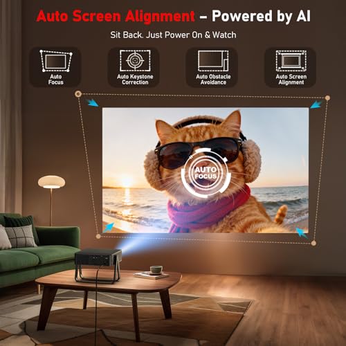 Ultra Slim 1 97 Auto Focus Built in Apps 360 Stand Smart Mini Projector with WiFi and - image 3