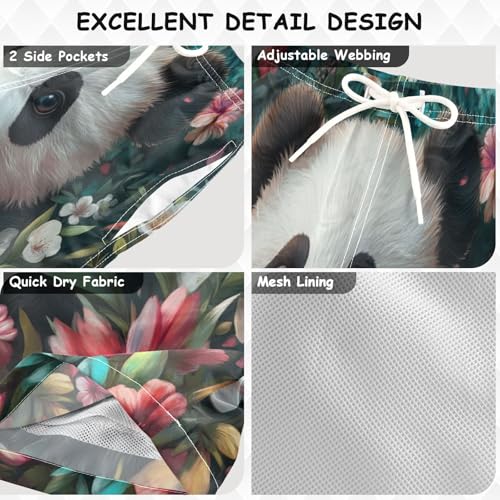 Boys Beach Board Shorts Real Panda Floral Swim Trunk Teen Swimwear 8-16Y Multicolor3
