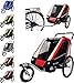Papilioshop Leon Remorque poussette pour le transport de 1 ou 2 enfants avec vélo, roue avant pivotante, remorque pliable, New Rosso