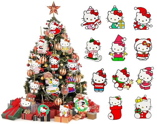 24PCS Kitty Decorations,Cute Cat Ornaments for Christmas Tree, Xmas Tree Decor Indoors Home Party Gifts