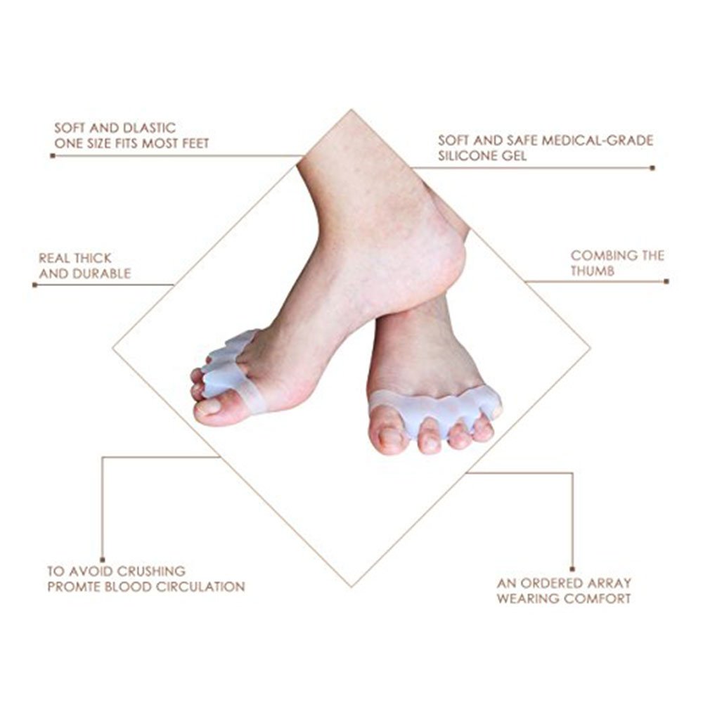 pedimendtm Silikon Gel-Zehentrenner | entzündeten Fußballen Corrector Überlappender Zehen und Hallux Valgus Korrektur | Flexible Fuß Spacer Spreader