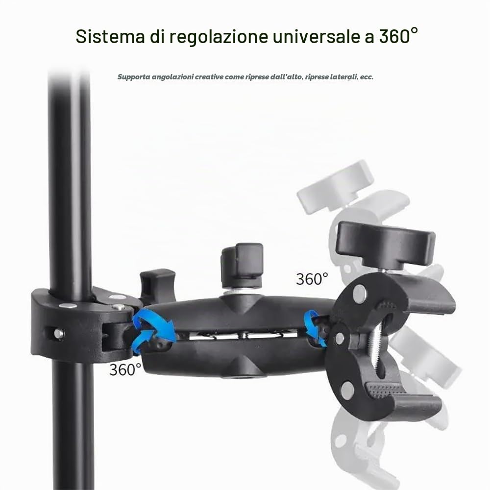 NEWFUN Supporto per Videocamera, Accessorio per insta360 x5, Kit per Moto per insta360 x4, X3, X2 Rotazione di 360 Gradi, Doppio Morsetto, Supporto per Moto, Compatibile con Più Dispositivi