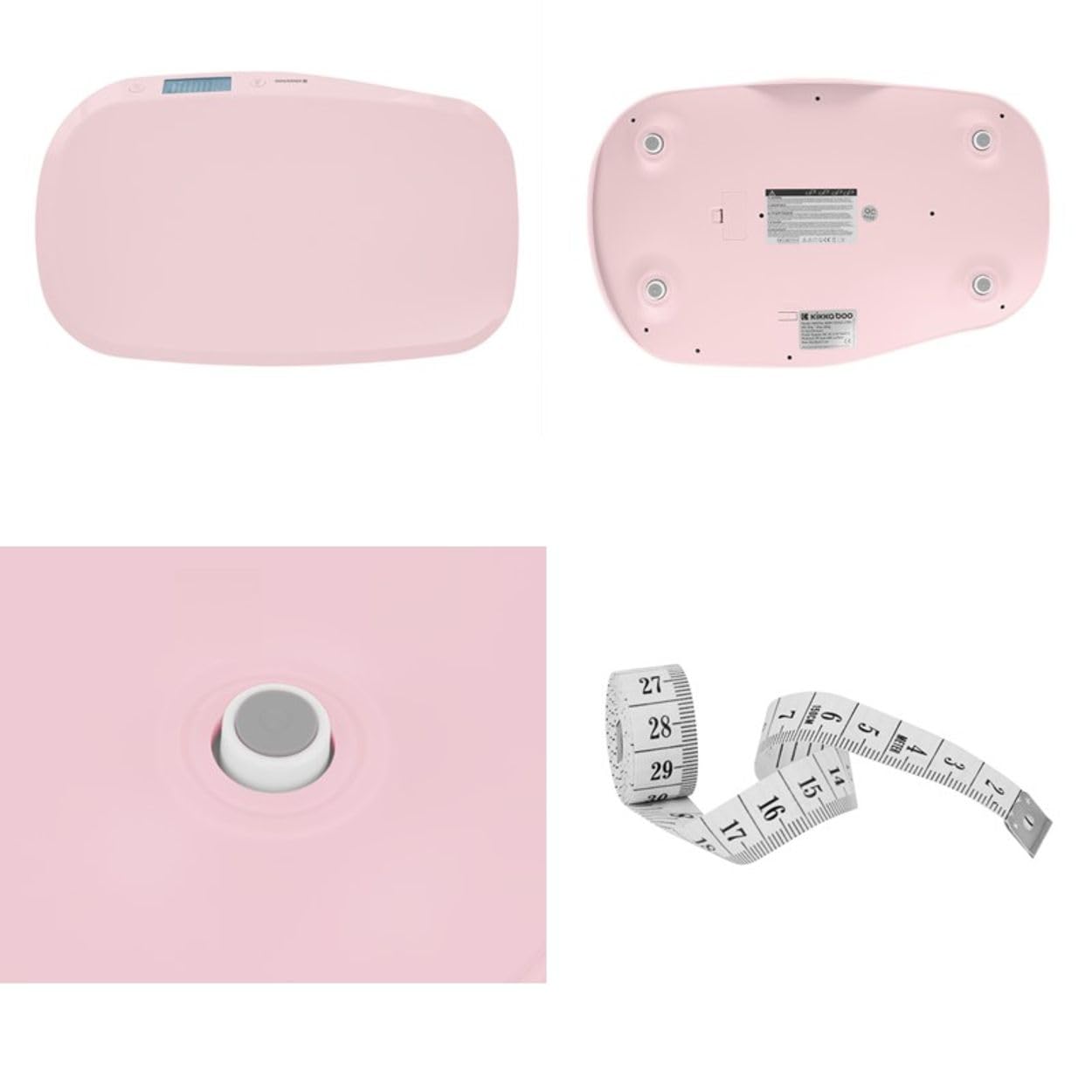 Kikka boo Waga dziecięca Lyra wyświetlacz LCD, taśma miernicza, antypoślizgowe nóżki, funkcja tarowania 20 kg, kolory: różowy