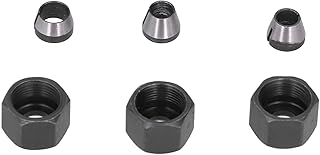 6Pcsトリマー用 コレットチャックルーターコレットアダプター炭素鋼6mm 6.35mm 8mmトリマー用ナット付きセットキットDIY 工具 電動工具 トリマーアクセサリ