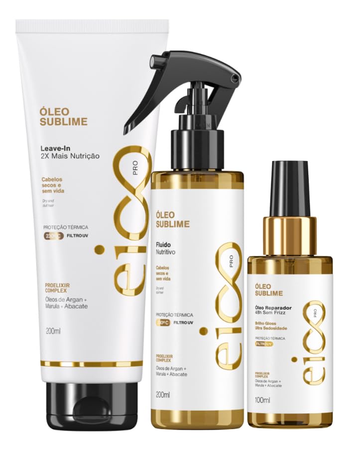 Eico-Pro Óleo 100ml Spray Finalizador 200ml Creme Leave-in Protetor Térmico Nutritivo
