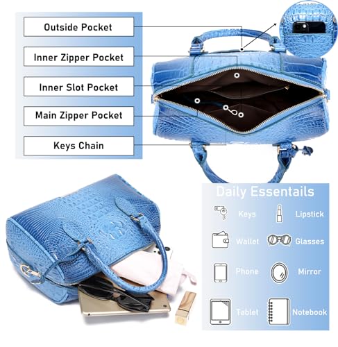 Image of Makcr Joacbv Top-Handle Crocodile Purses For Women Crossbody Leather Bags Trendy Large Capacity Tote with Shoulder Strap