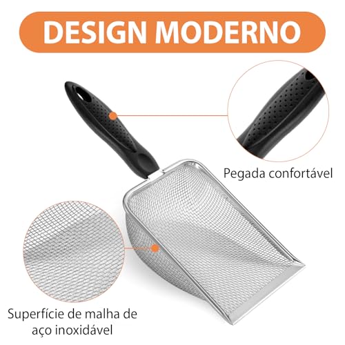 Aço Inoxidável Pá Areia Gato, Areia para Gato Peneira para Animais de Estimação Areia Peneira e Caix