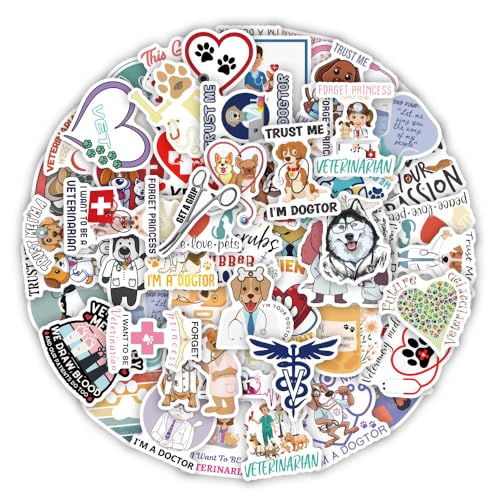 Vinyl Stickers 60 Veterinary Psychological Stickers Animals Veterinary Graffiti Pet Doctor, Multi-coloured