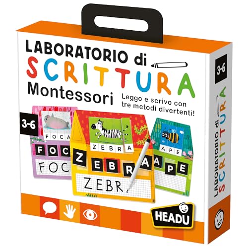 HEADU - Laboratorio di Scrittura Montessori - Leggo e Scrivo con 3 Metodi Divertenti | Giochi Educativi 3 4 5 6 Anni,...