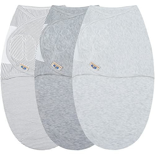 Image of Adjustable Baby Cotton Swaddle, Ultra Soft Newborn Cozy Receiving Blanket by BlueSnaill (3 Pack,0-3 Month)(Gray)