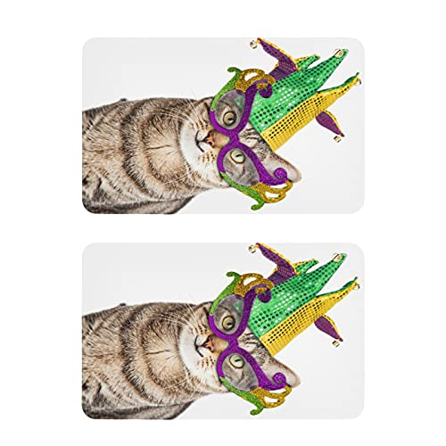Dallonan Decorative Refrigerator Magnets Funny Happy Cat Wearing Mardi Gras Fridge Magnet Pvc Rectangle For Kitchen Dishwasher Magnet House Office Magnets Decor #TOP8