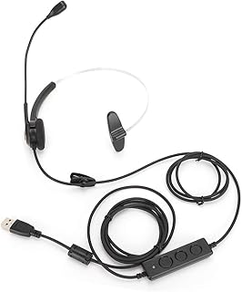 ciciglow USB Computer Headset, Customer Service Headphone, Noise Reduction, Spiral Earphone Cable, Comfortable PC Headset, for Customer Service Conference Calls Online Skype