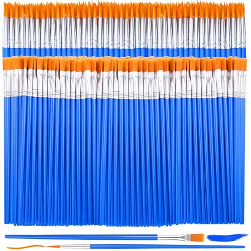 240 Pcs Small Paint Brush Bulk Flat Fine Tip Artist Paint Brushes Set Kids Classroom Acrylic Oil Watercolor Canvas Painting Crafts Paint Brushes for Body Face Nail Festival Parties