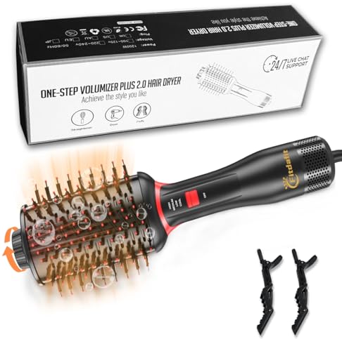 Cepillo de secador de cabello, cepillo de aire caliente de 1200 W para secado rápido, estilizador de secador de pelo de un solo paso y volumante, 4 en 1 cepillo de secador de soplado iónico para un pe