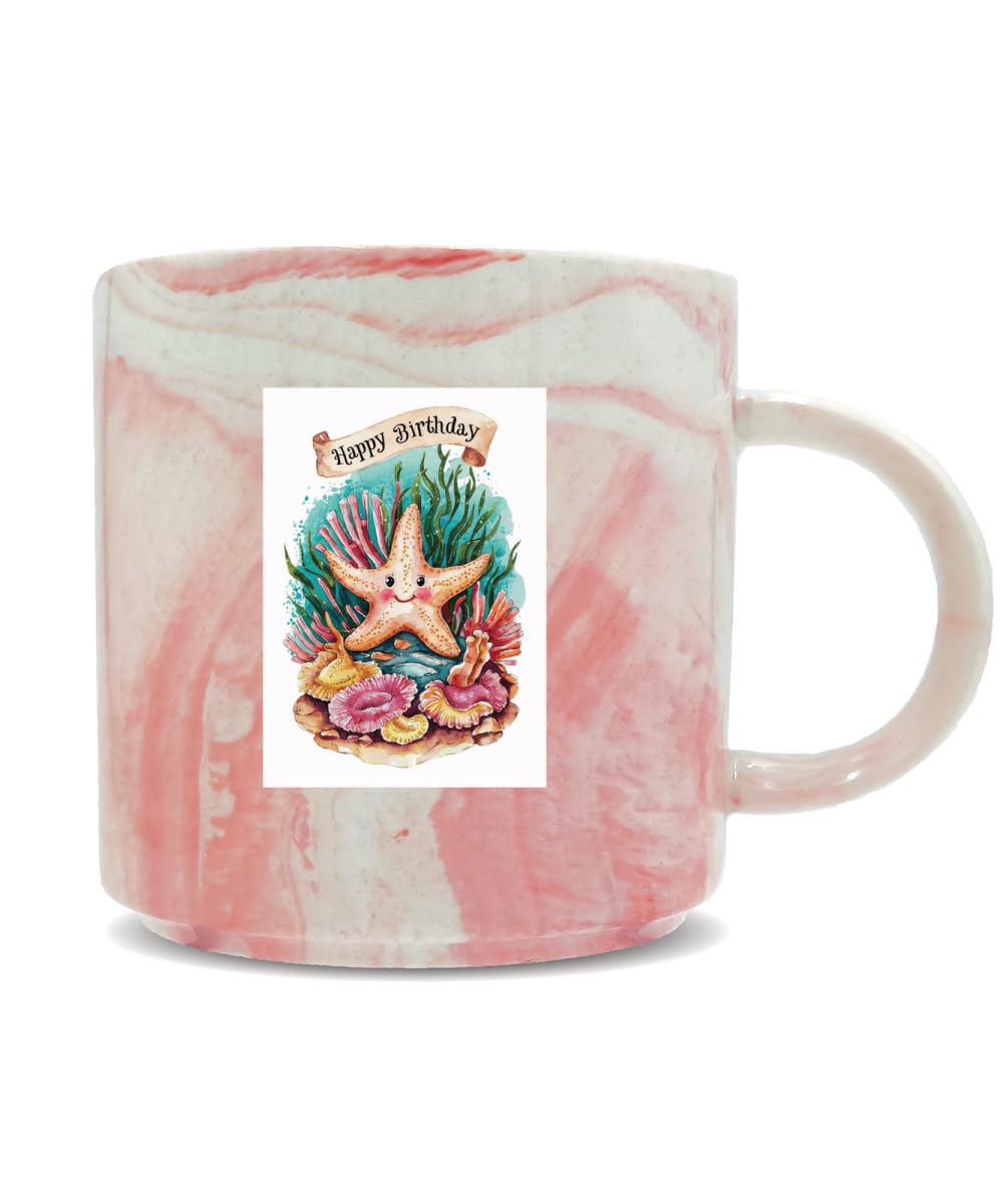 Happy Birthday Cute Starfish Watercolour Printed Mug Various Colour Options Ceramic Cup Kitchenware 11oz
