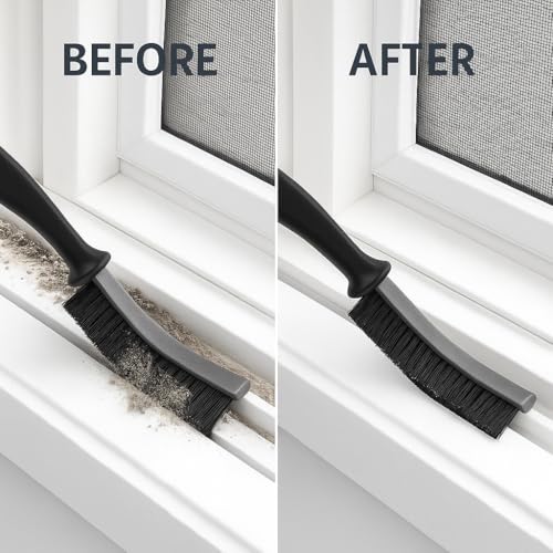 Image of Crevice Cleaning Brush, 2 Pcs Hard Bristle Multifunctional Grout Cleaning Brush for Bathroom Tile Cleaning for Home Use
