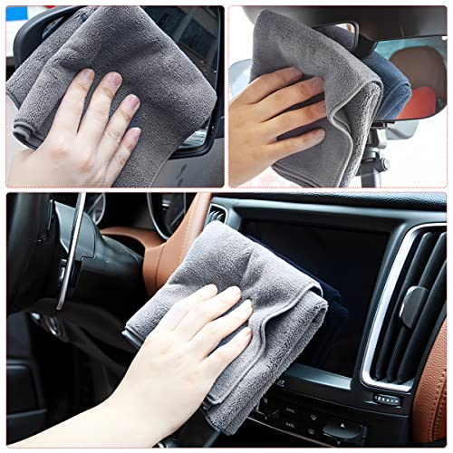Suede Coral Velvet Double-Sided Car Towel, 2 Pcs Super Absorbent Fast Drying Cloth, Thickened Microfiber Dust Cleaner, No-Scratch Lint-Free Rag For Auto Cleaning, Vehicle Home Wash (11.8''×11.8'') #TOP5